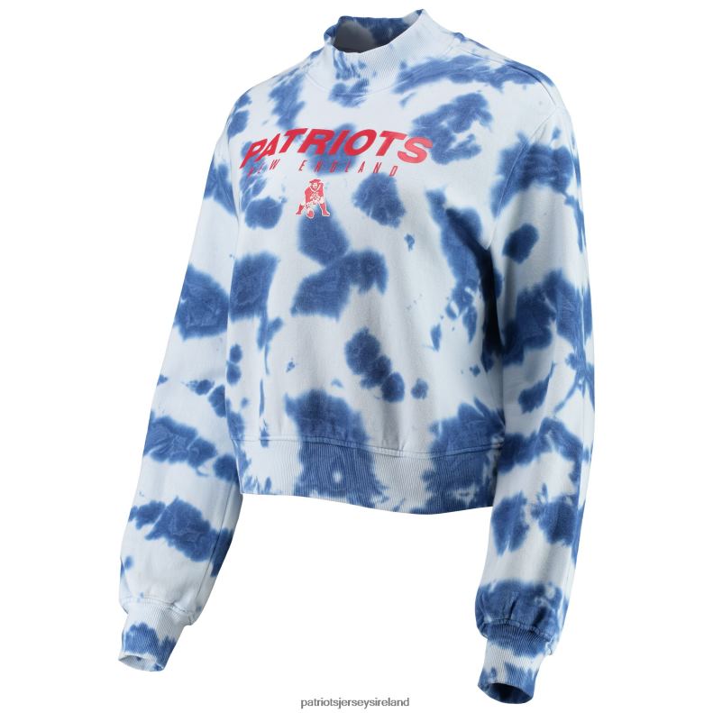 Patriots Jersey Women Junk Food Navy Tie-Dye Cropped Pullover Sweatshirt 8226D2385 Clothing