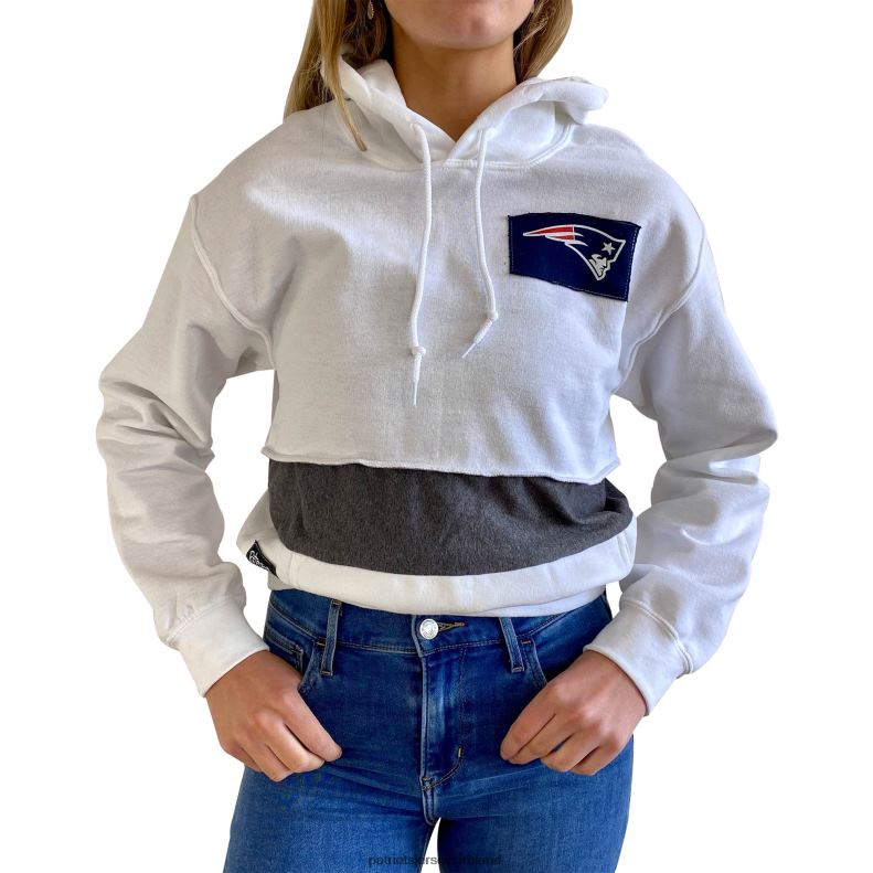 Patriots Jersey Women Refried Apparel White Sustainable Crop Dolman Pullover Hoodie 8226D2405 Clothing