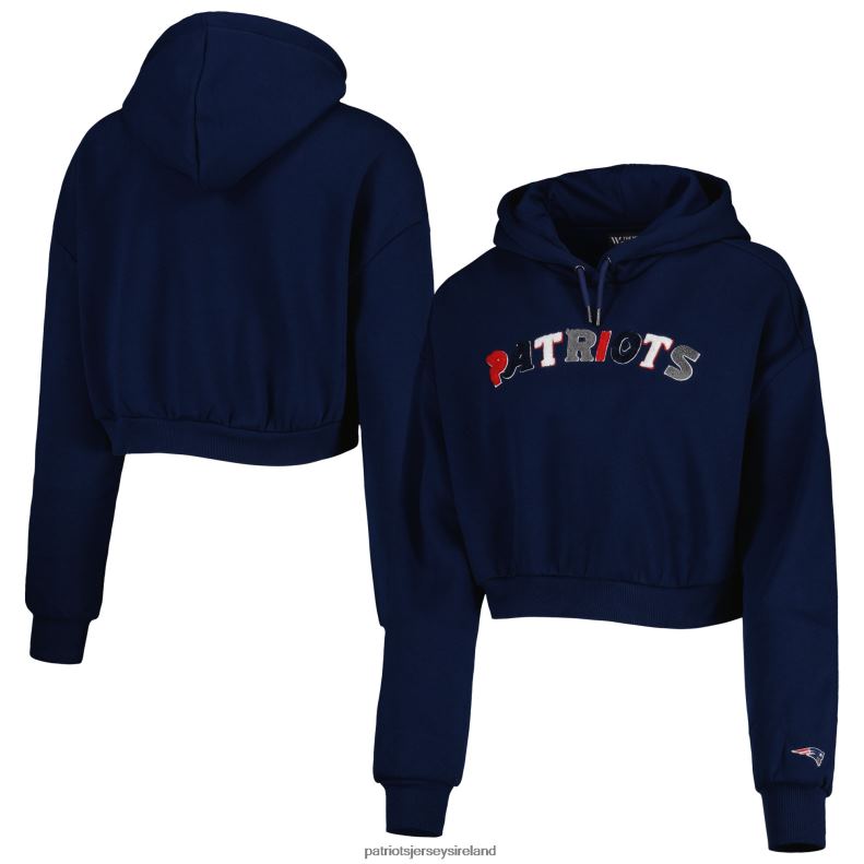 Patriots Jersey Women The Wild Collective Navy Cropped Pullover Hoodie 8226D2399 Clothing