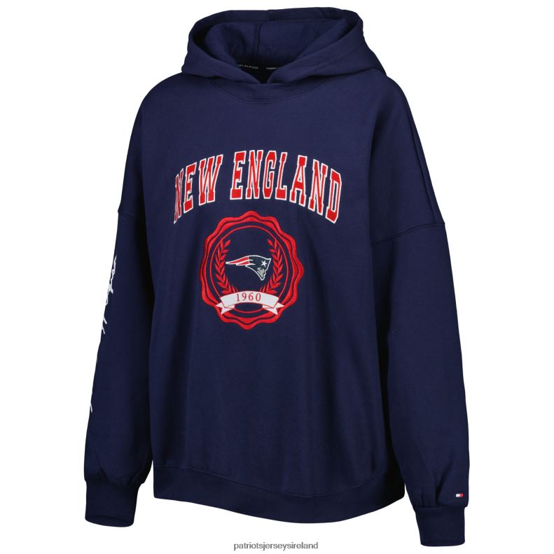 Patriots Jersey Women Tommy Hilfiger Navy Becca Drop Shoulder Pullover Hoodie 8226D2404 Clothing