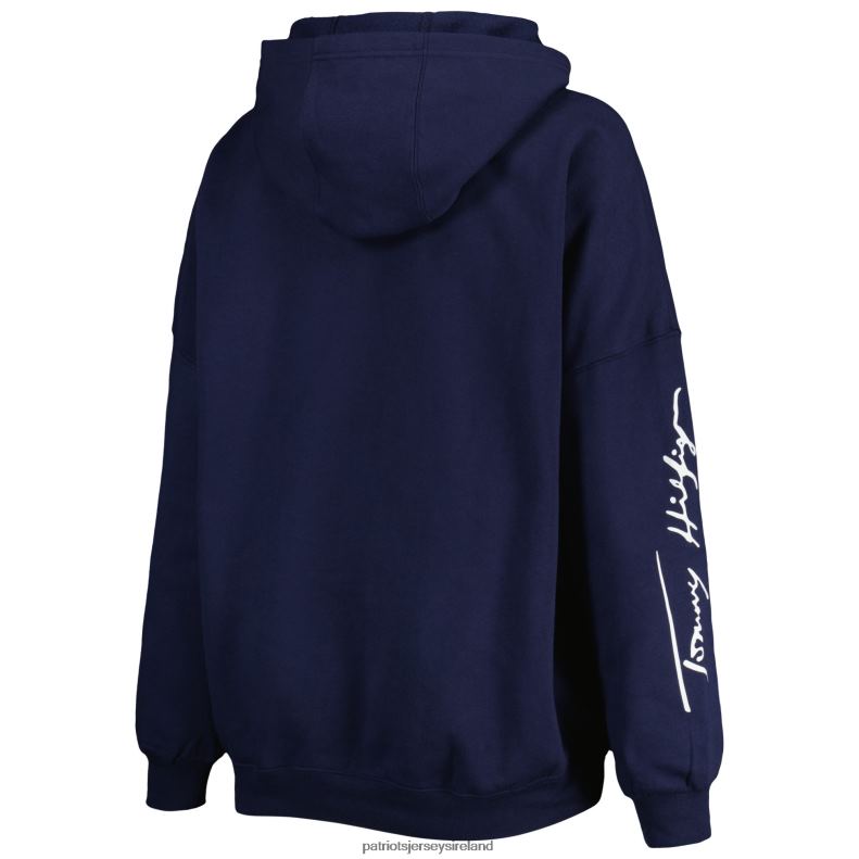 Patriots Jersey Women Tommy Hilfiger Navy Becca Drop Shoulder Pullover Hoodie 8226D2404 Clothing