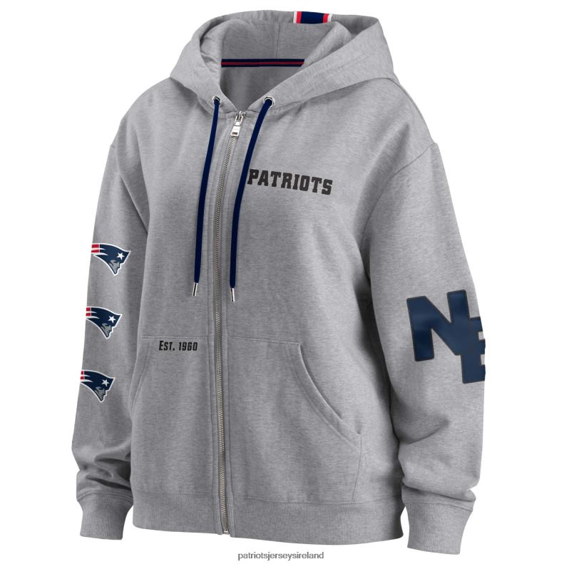 Patriots Jersey Women WEAR by Erin Andrews Gray Full-Zip Hoodie 8226D2412 Clothing