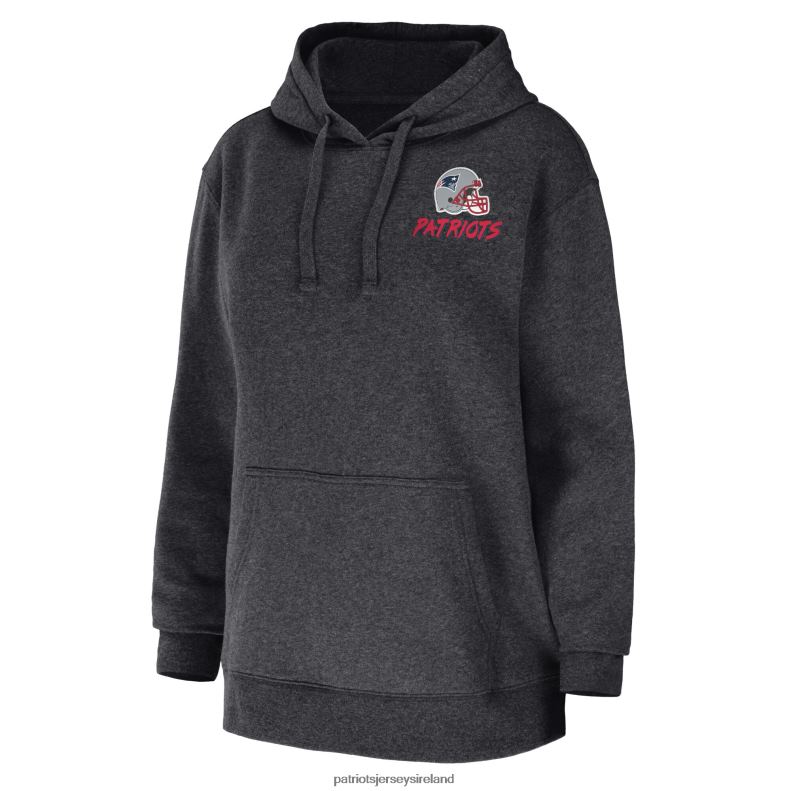 Patriots Jersey Women WEAR by Erin Andrews Heather Charcoal Fleece Pullover Hoodie 8226D2381 Clothing
