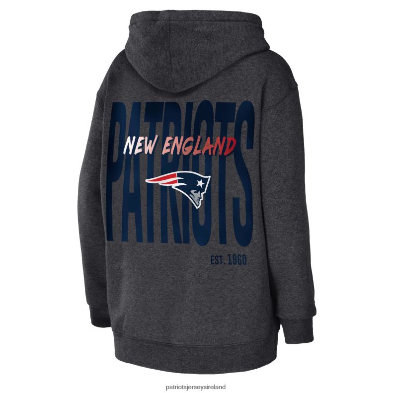 Patriots Jersey Women WEAR by Erin Andrews Heather Charcoal Fleece Pullover Hoodie 8226D2381 Clothing