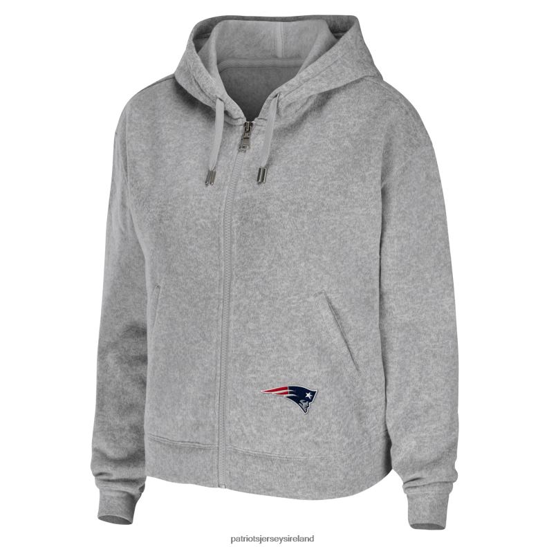 Patriots Jersey Women WEAR by Erin Andrews Heathered Gray Team Full-Zip Hoodie 8226D2340 Clothing