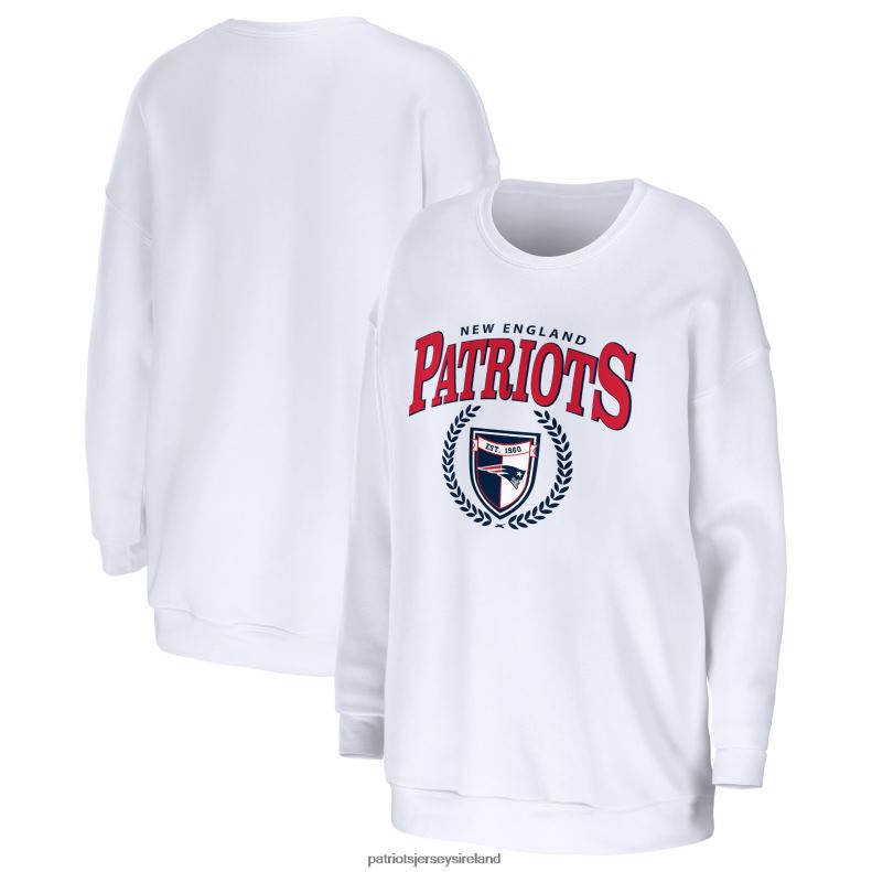 Patriots Jersey Women WEAR by Erin Andrews White Oversized Pullover Sweatshirt 8226D2380 Clothing