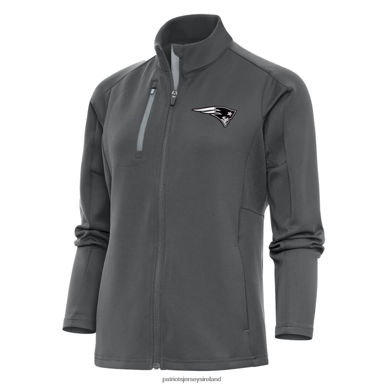 Patriots Jersey Women Antigua Charcoal/Silver Metallic Logo Generation Full-Zip Jacket 8226D936 Clothing