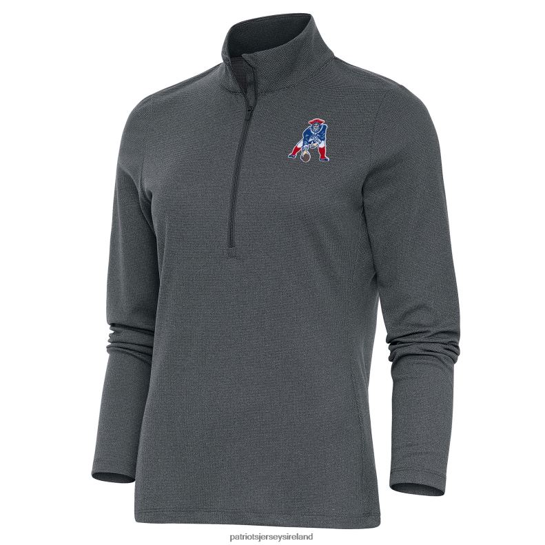 Patriots Jersey Women Antigua Heather Charcoal Throwback Logo Epic Quarter-Zip Pullover Top 8226D980 Clothing