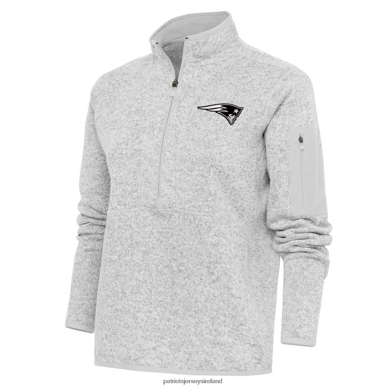 Patriots Jersey Women Antigua Heather Gray Metallic Logo Fortune Half-Zip Pullover Jacket 8226D1030 Clothing