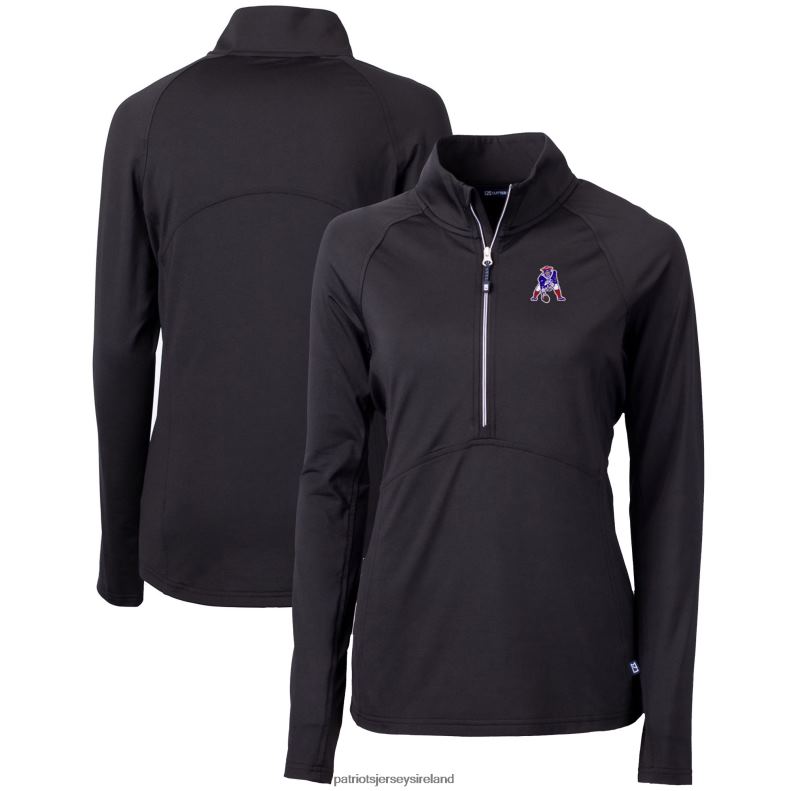 Patriots Jersey Women Cutter & Buck Black Throwback Logo Adapt Eco Knit Stretch Recycled Half-Zip Pullover Top 8226D1073 Clothing