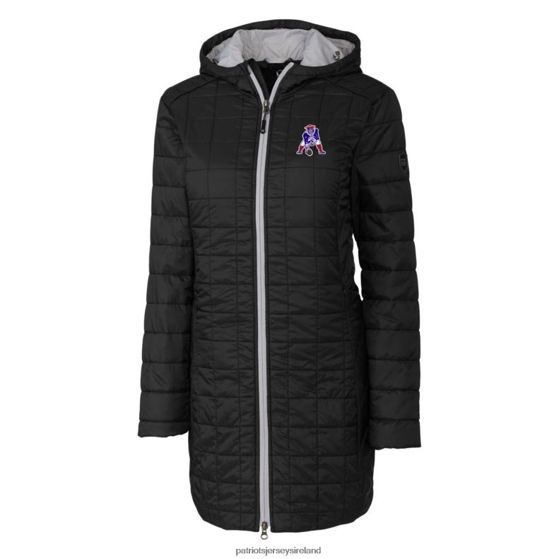 Patriots Jersey Women Cutter & Buck Black Throwback Logo Rainier Primaloft Eco Full-Zip Hoodie Long Coat 8226D1091 Clothing