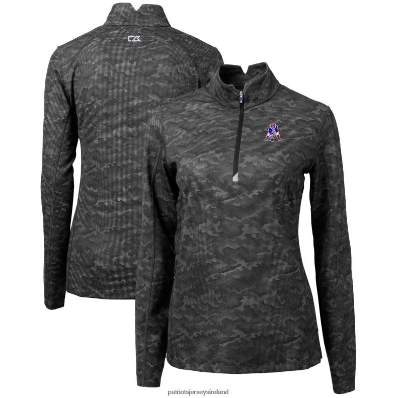Patriots Jersey Women Cutter & Buck Black Throwback Logo Traverse Camo Quarter-Zip Pullover Top 8226D1060 Clothing