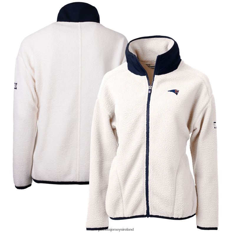 Patriots Jersey Women Cutter & Buck Cream Cascade Eco Sherpa Fleece Full-Zip Jacket 8226D1054 Clothing