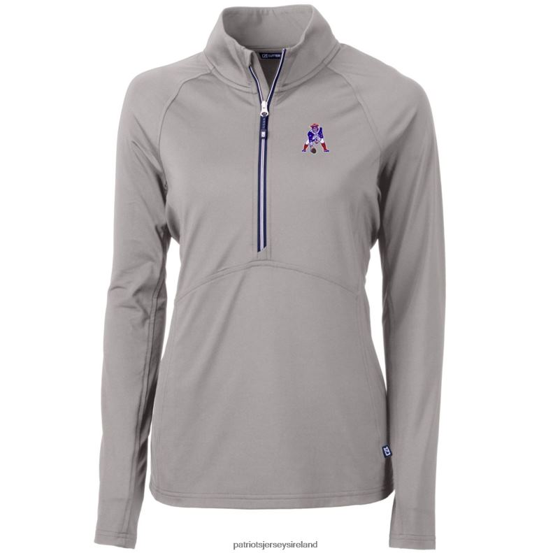Patriots Jersey Women Cutter & Buck Gray Throwback Logo Adapt Eco Knit Stretch Recycled Half-Zip Pullover Top 8226D1072 Clothing