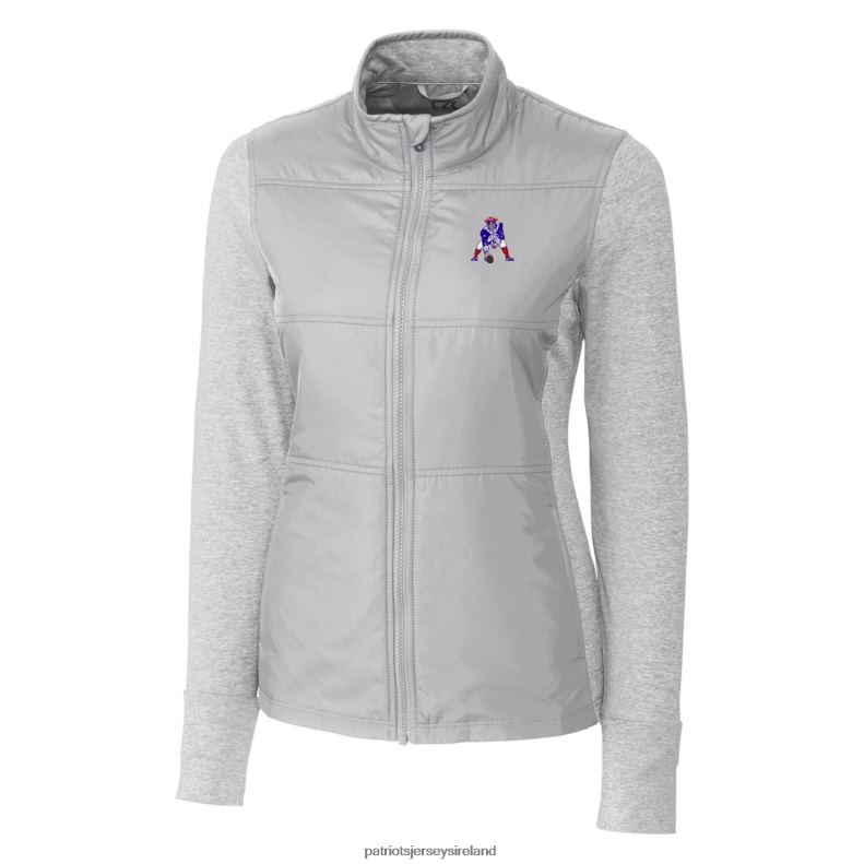 Patriots Jersey Women Cutter & Buck Gray Throwback Logo Stealth Hybrid Quilted Full-Zip Windbreaker Jacket 8226D921 Clothing