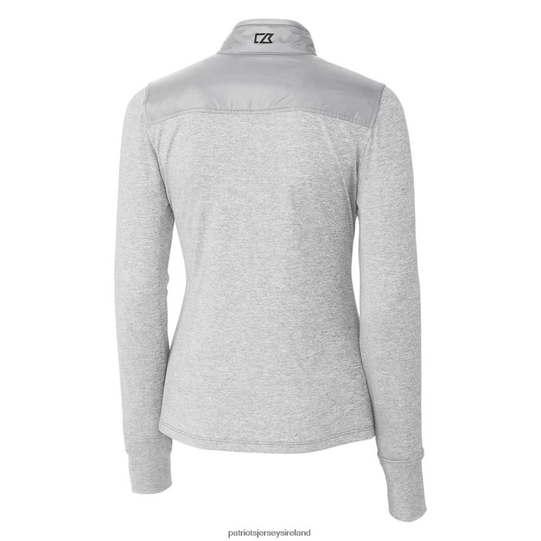 Patriots Jersey Women Cutter & Buck Gray Throwback Logo Stealth Hybrid Quilted Full-Zip Windbreaker Jacket 8226D921 Clothing