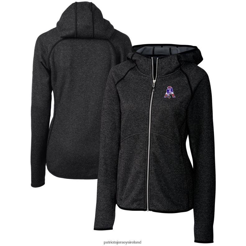 Patriots Jersey Women Cutter & Buck Heather Charcoal Throwback Logo Mainsail Full-Zip Jacket 8226D1025 Clothing