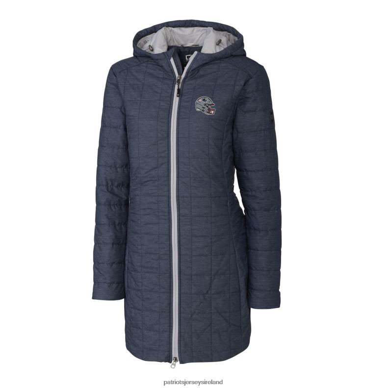 Patriots Jersey Women Cutter & Buck Heather Navy Helmet Logo Rainier Primaloft Eco Insulated Hooded Long Coat 8226D870 Clothing