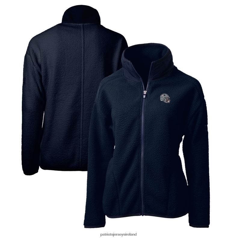 Patriots Jersey Women Cutter & Buck Navy Helmet Logo Cascade Eco Sherpa Full-Zip Fleece Jacket 8226D878 Clothing