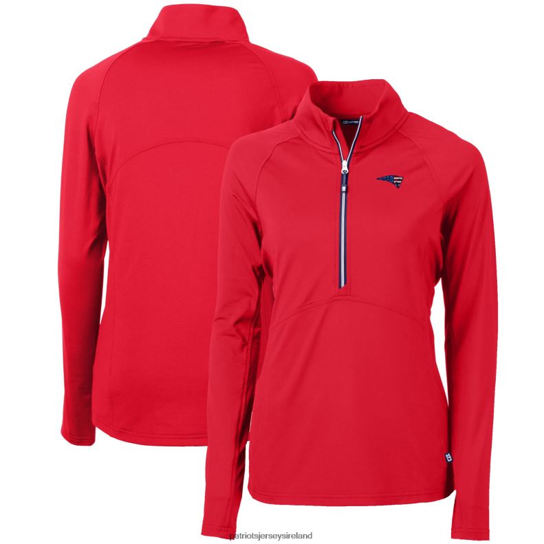 Patriots Jersey Women Cutter & Buck Red Adapt Eco Knit Stretch Recycled Half-Zip Pullover Top 8226D1098 Clothing