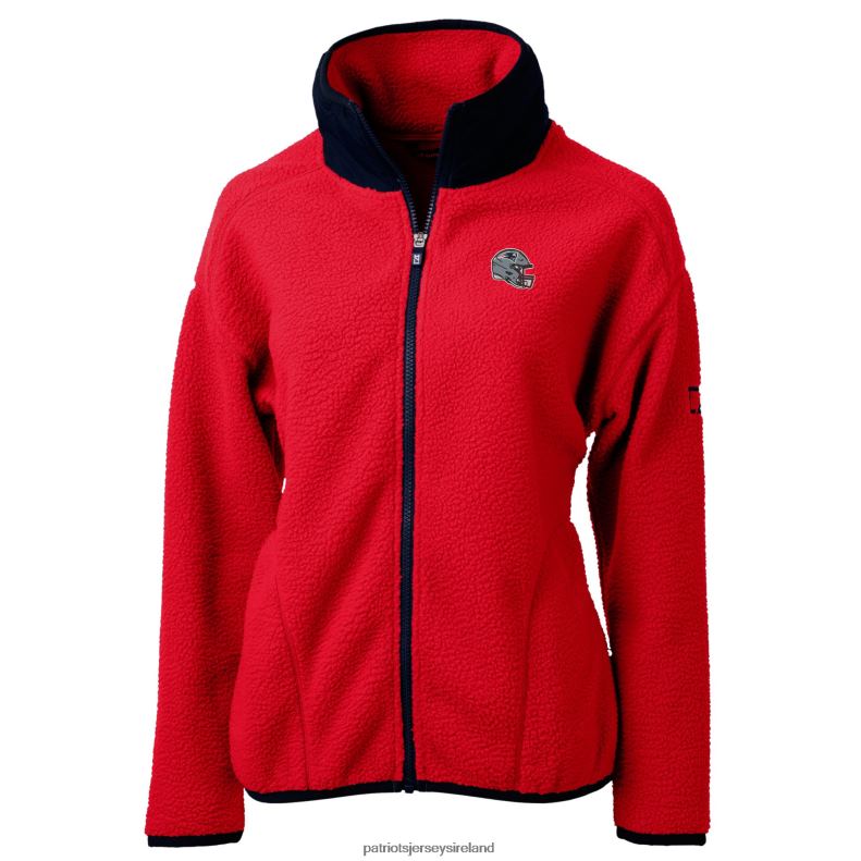Patriots Jersey Women Cutter & Buck Red Helmet Logo Cascade Eco Sherpa Full-Zip Fleece Jacket 8226D877 Clothing