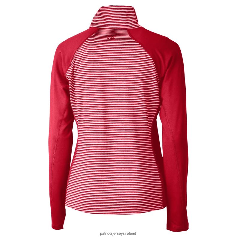 Patriots Jersey Women Cutter & Buck Red Helmet Logo DryTec Forge Tonal Stripe Stretch Half-Zip Top 8226D845 Clothing