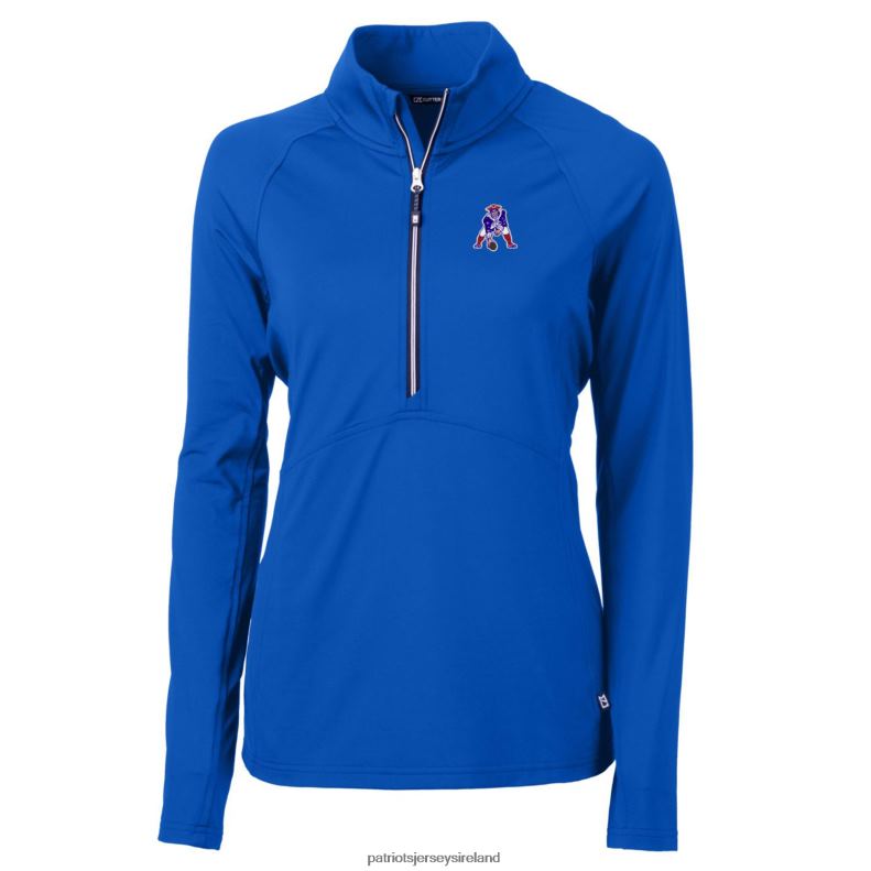 Patriots Jersey Women Cutter & Buck Royal Throwback Logo Adapt Eco Knit Stretch Recycled Half-Zip Pullover Top 8226D932 Clothing
