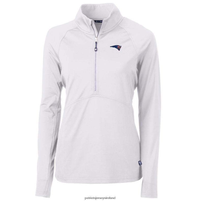 Patriots Jersey Women Cutter & Buck White Adapt Eco Knit Stretch Recycled Half-Zip Pullover Top 8226D1097 Clothing