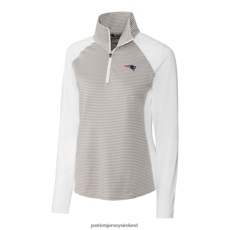 Patriots Jersey Women Cutter & Buck White Forge Tonal Stripe Half-Zip Pullover Jacket 8226D900 Clothing