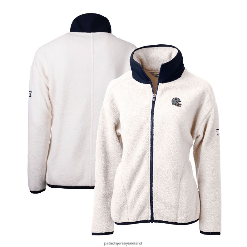 Patriots Jersey Women Cutter & Buck White Helmet Logo Cascade Eco Sherpa Full-Zip Fleece Jacket 8226D876 Clothing