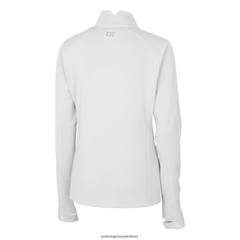 Patriots Jersey Women Cutter & Buck White Helmet Logo DryTec Traverse Stretch Quarter-Zip Pullover Top 8226D860 Clothing