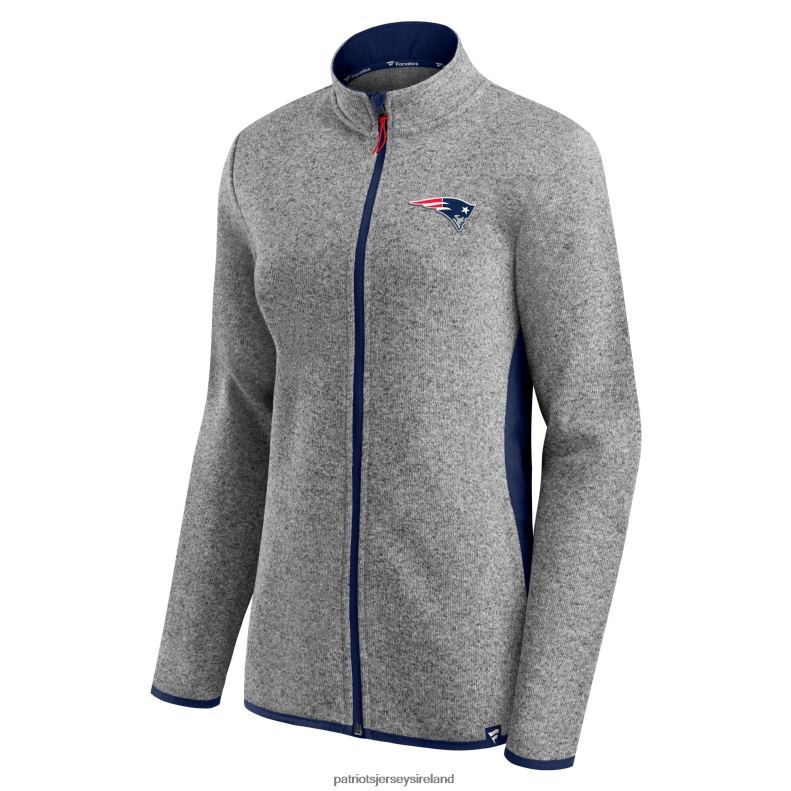Patriots Jersey Women Fanatics Branded Heathered Gray/Navy Block Party Primary Logo Full-Zip Jacket 8226D953 Clothing