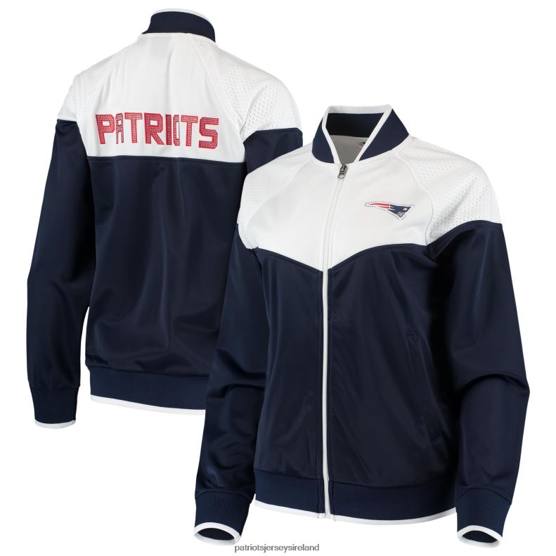 Patriots Jersey Women G-III 4Her by Carl Banks Navy/White Wildcard Full-Zip Raglan Track Jacket 8226D975 Clothing