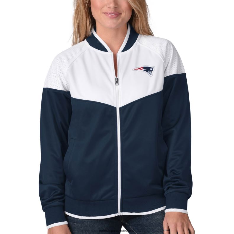 Patriots Jersey Women G-III 4Her by Carl Banks Navy/White Wildcard Full-Zip Raglan Track Jacket 8226D975 Clothing