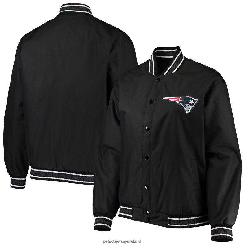 Patriots Jersey Women JH Design Black Plus Size Poly Twill Full-Snap Jacket 8226D965 Clothing