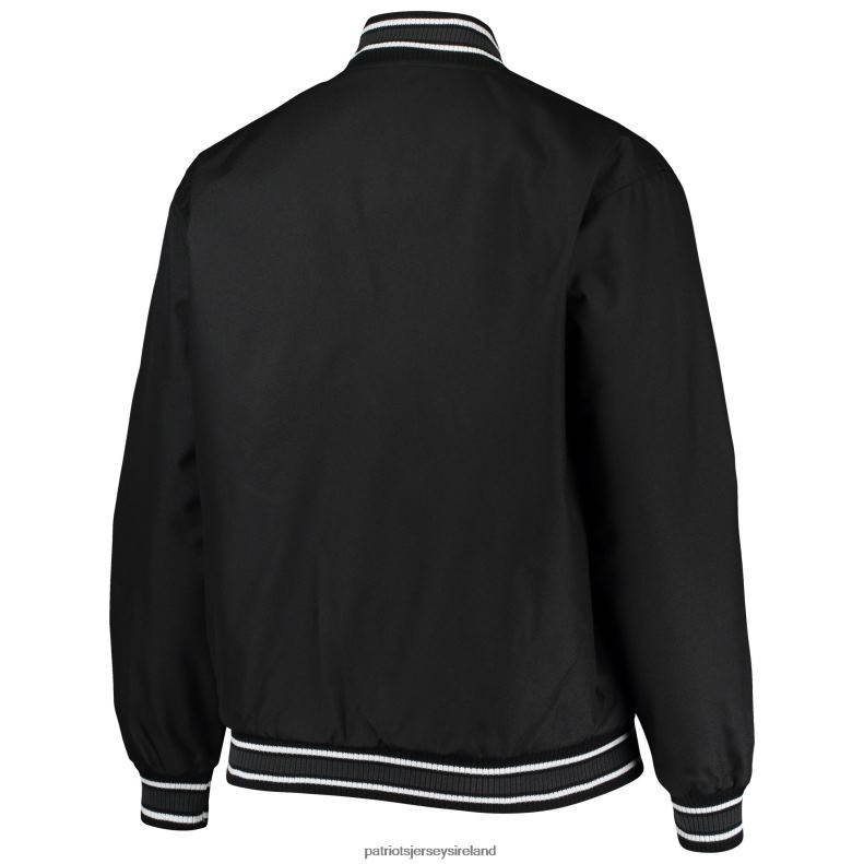 Patriots Jersey Women JH Design Black Plus Size Poly Twill Full-Snap Jacket 8226D965 Clothing