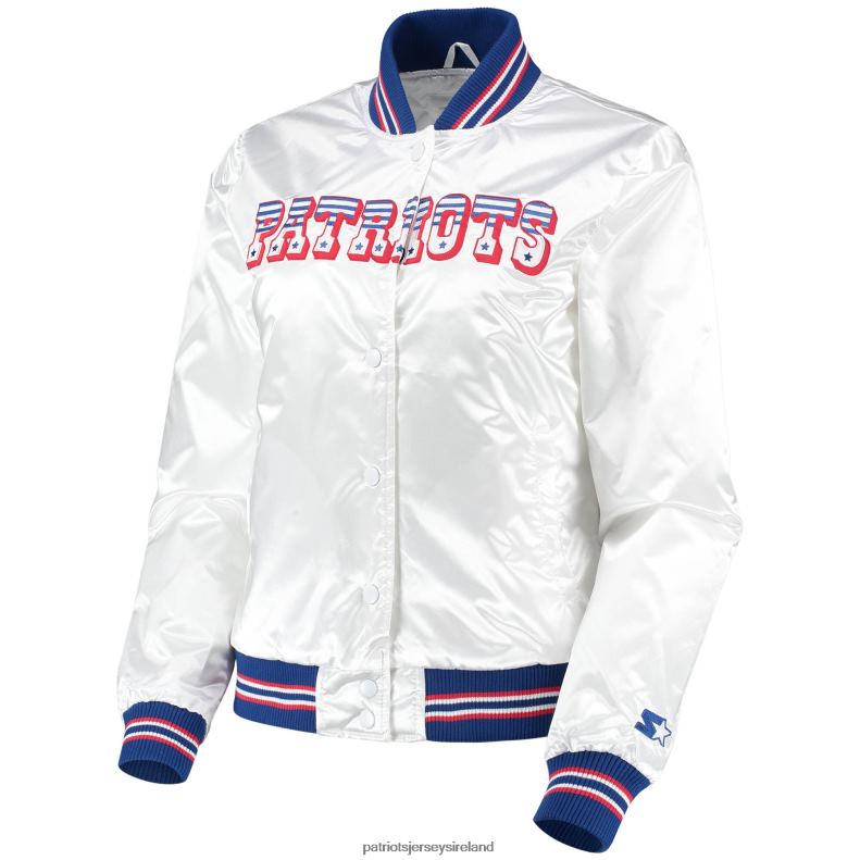 Patriots Jersey Women Starter White High Post Satin Rhinestone Full-Snap Jacket 8226D964 Clothing