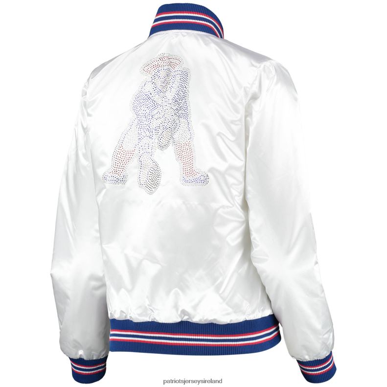 Patriots Jersey Women Starter White High Post Satin Rhinestone Full-Snap Jacket 8226D964 Clothing