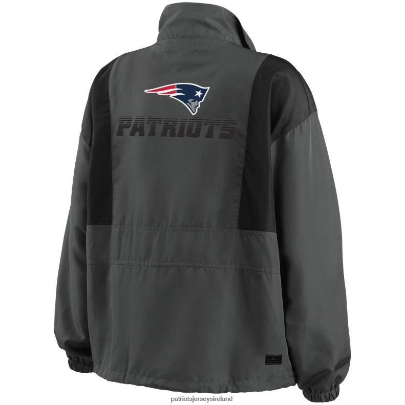 Patriots Jersey Women WEAR by Erin Andrews Charcoal Popover Packable Half-Zip Jacket 8226D961 Clothing