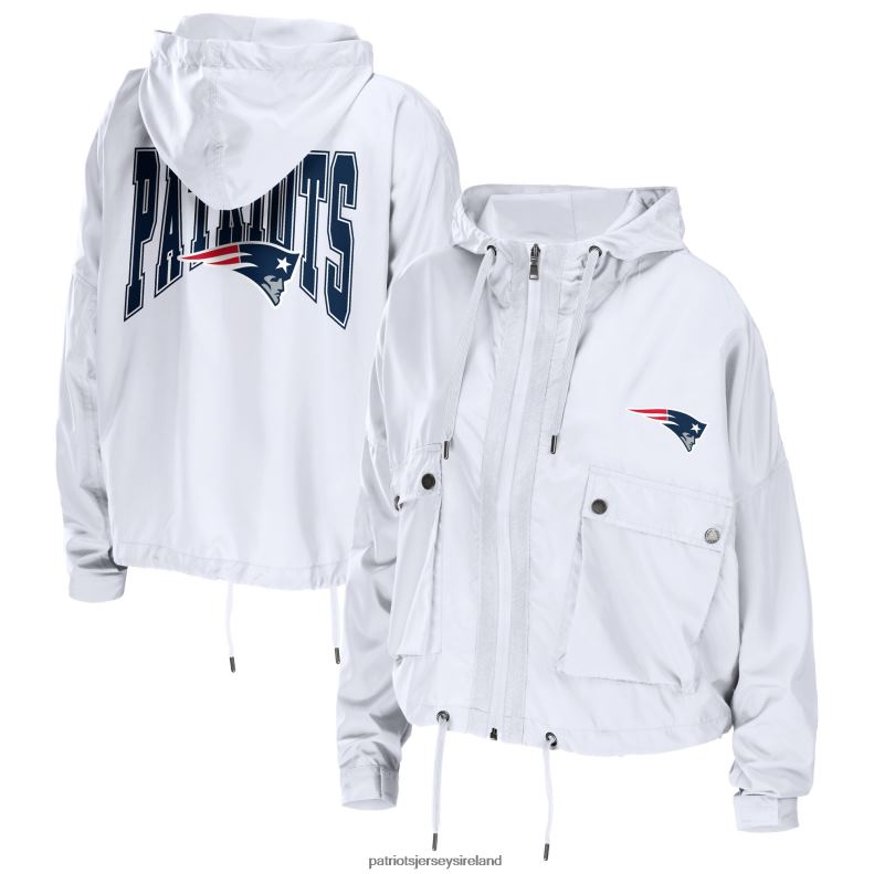Patriots Jersey Women WEAR by Erin Andrews White Full-Zip Lightweight Windbreaker 8226D941 Clothing