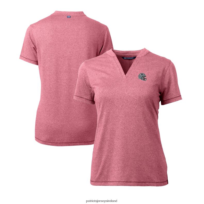 Patriots Jersey Women Cutter & Buck Heather Red Helmet Logo DryTec Forge Stretch V-Neck Blade Top 8226D2650 Clothing