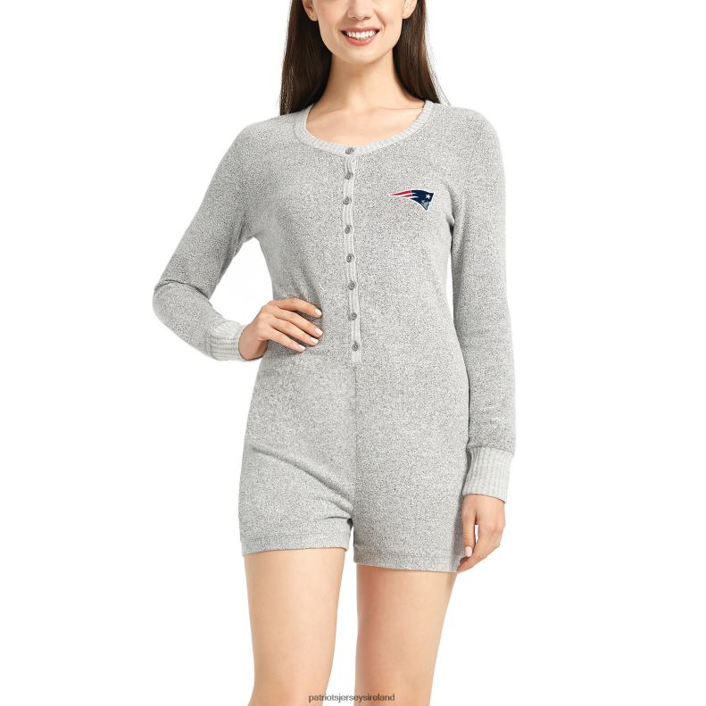Patriots Jersey Women Concepts Sport Heathered Gray Venture Sweater Romper 8226D2894 Clothing