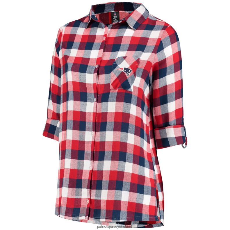 Patriots Jersey Women Concepts Sport Navy/Red Plus Size Breakout Flannel Nightshirt 8226D2814 Clothing