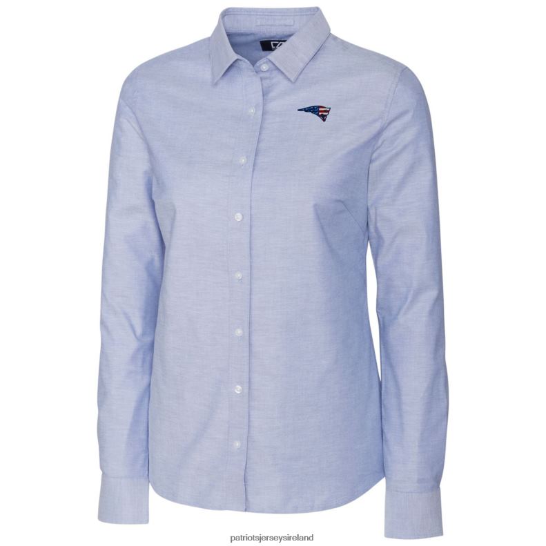 Patriots Jersey Women Cutter & Buck Light Blue Oxford Stretch Long Sleeve Button-Up Shirt 8226D2833 Clothing
