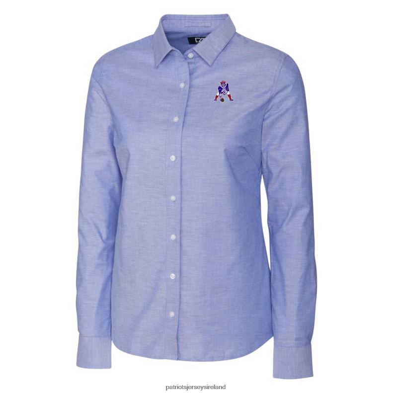 Patriots Jersey Women Cutter & Buck Powder Blue Throwback Logo Oxford Stretch Long Sleeve Button-Up Shirt 8226D2836 Clothing