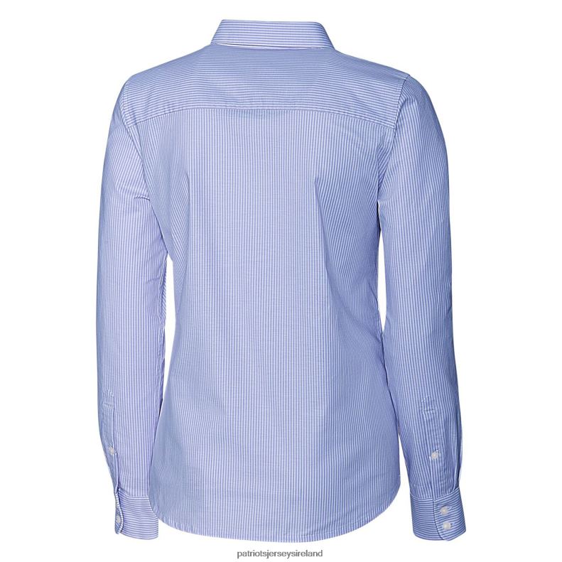 Patriots Jersey Women Cutter & Buck Powder Blue Throwback Logo Stretch Oxford Stripe Long Sleeve Button-Up Shirt 8226D2835 Clothing