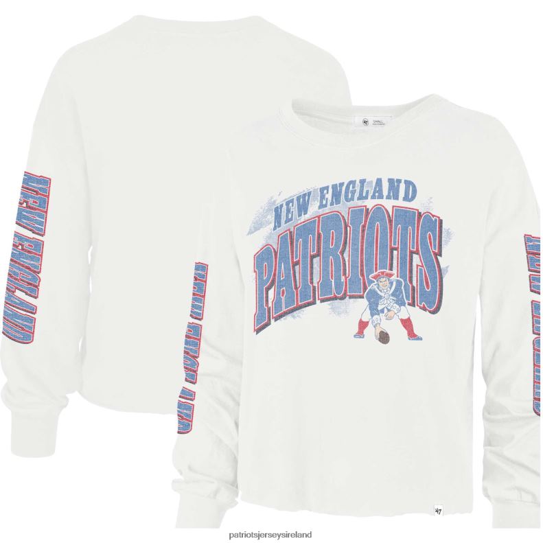 Patriots Jersey Women 47 Cream Brush Back Parkway Cropped Lightweight Long Sleeve T-Shirt 8226D2718 Clothing