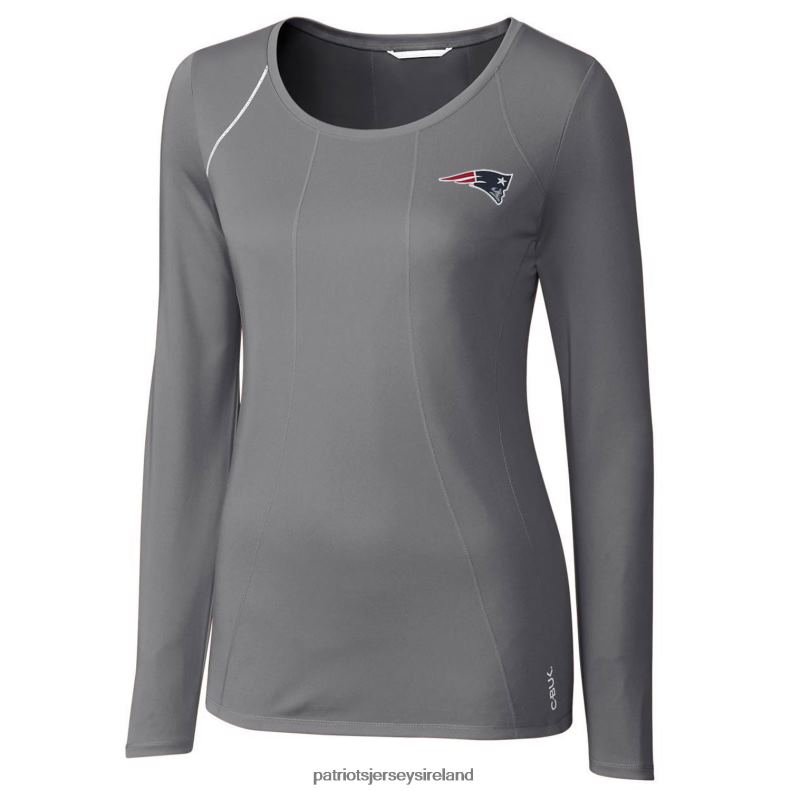 Patriots Jersey Women Cutter & Buck Gray Jaimie Scoop Neck Long Sleeve T-Shirt 8226D2801 Clothing