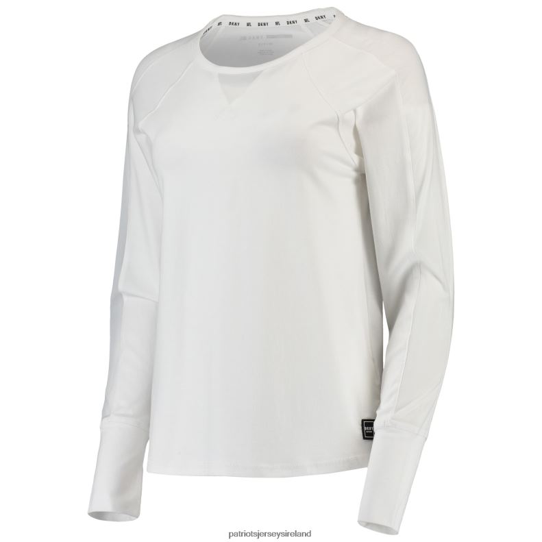 Patriots Jersey Women DKNY Sport White Gabby Mesh Long Sleeve T-Shirt 8226D2761 Clothing
