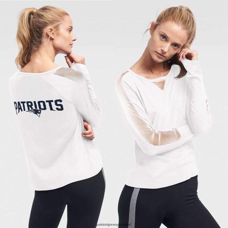 Patriots Jersey Women DKNY Sport White Gabby Mesh Long Sleeve T-Shirt 8226D2761 Clothing